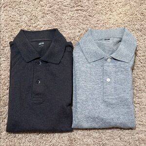 Uniqlo Men's Polo Shirt - Dark Gray and Light Gray